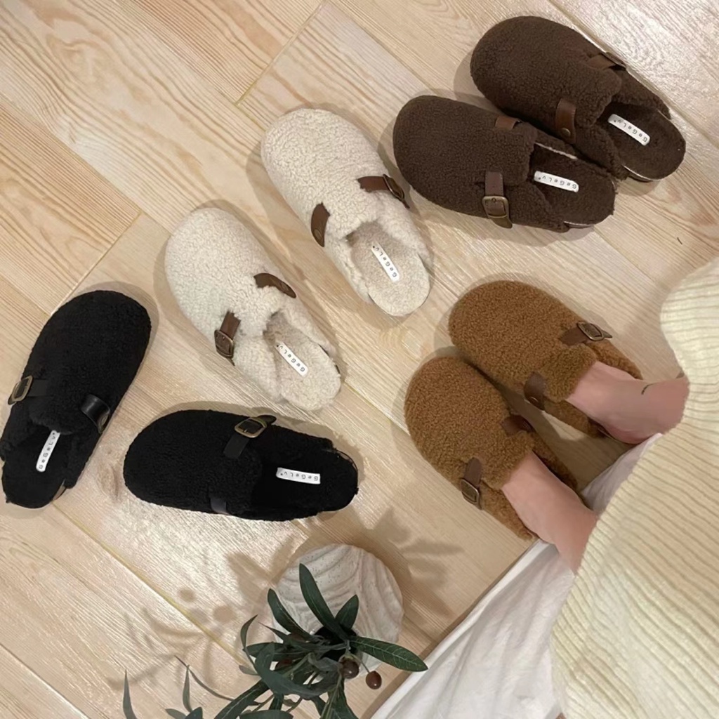 Dép Birkenstock Đế Dày Phối Lông Nhung Thời Trang Thu Đông Mới 2022 Dành Cho Nữ