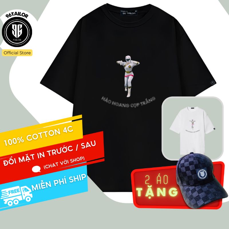 Áo Thun Unisex SIÊU NHÂN GAO TRẮNG - Form Rộng Oversize Tay Lỡ Nam Nữ - Trắng, Đen - Cotton 4 Chiều - 96Tailor - sngt