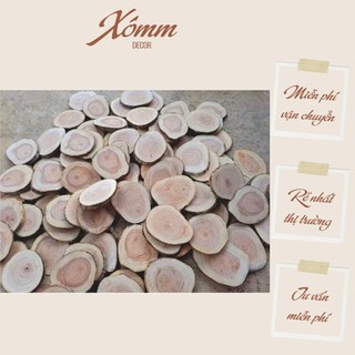 Khoanh gỗ, lát gỗ tròn trang trí , decor, phụ kiện chụp hình, lót đế ly . size 1-8cm