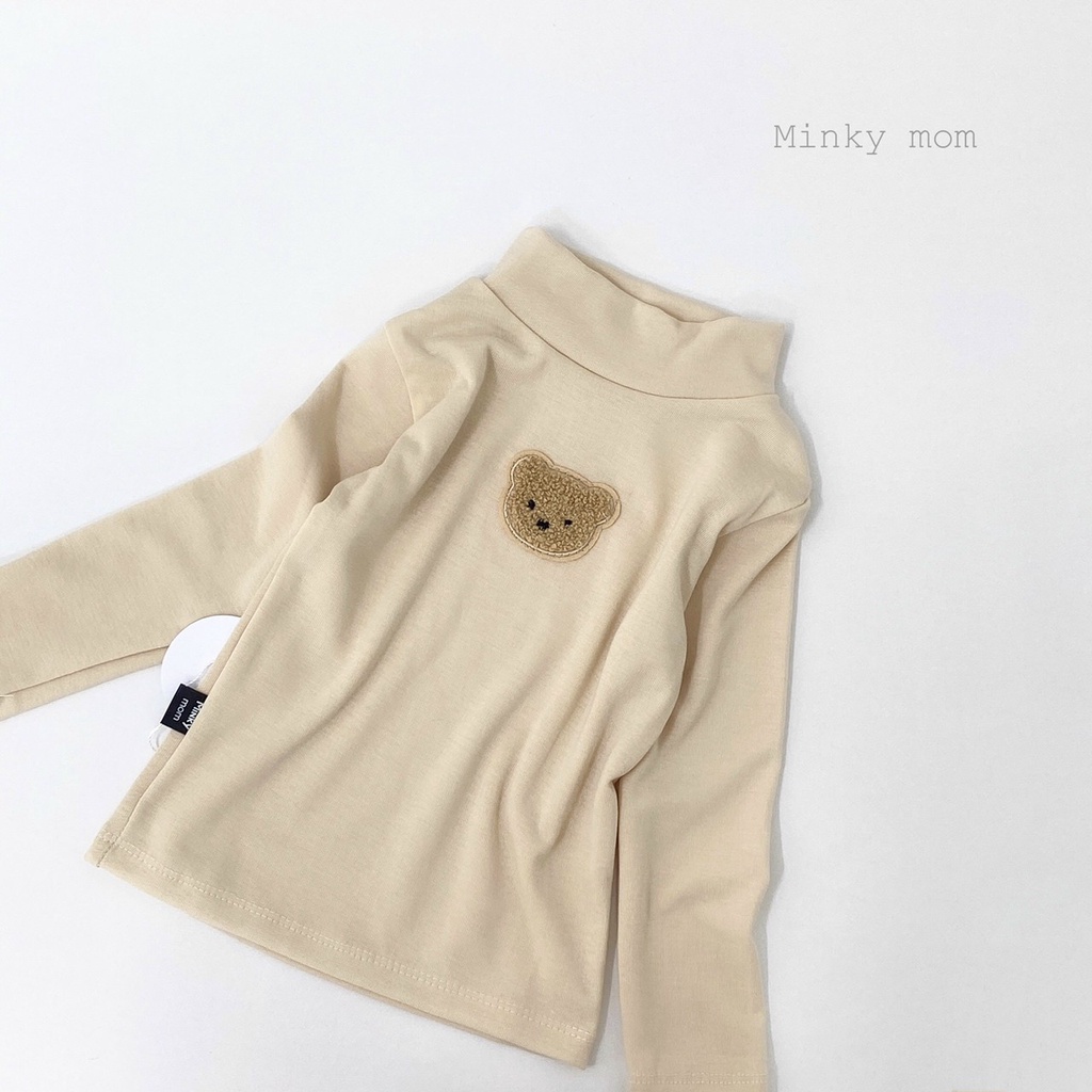 Áo dài Tay Cổ 5 Phân Cotton Len Hình Gấu Cho Bé từ 8-20 kg