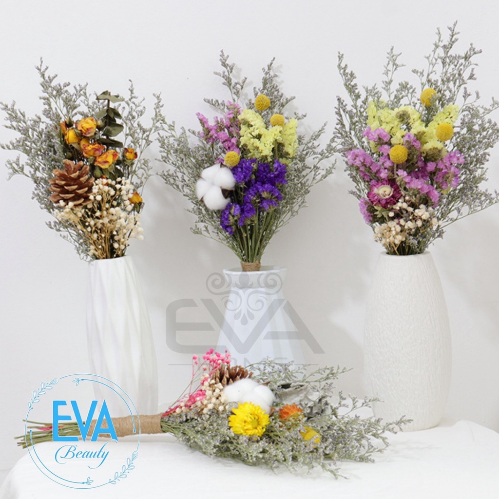Bó Hoa Khô Mix Phối Sẵn Tự Nhiên Vintage Dùng Trang Trí  - Decor - Quà Tặng