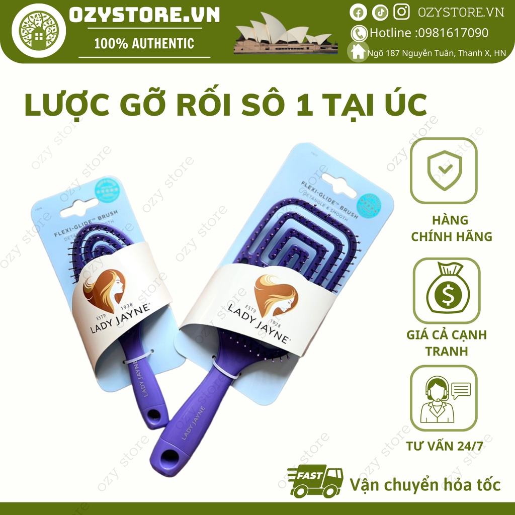 Lược gỡ rối và chải tóc của Úc detangling brush LADY JAYNE bản dude WET Brush