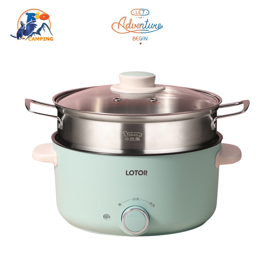 Nồi Lẩu Mini Lotor Cắm Điện Đa Năng Rán, Chiên, Xào Có Lớp Chống Dính Cao Cấp Kèm Xửng Hấp Siêu Tiện Lợi