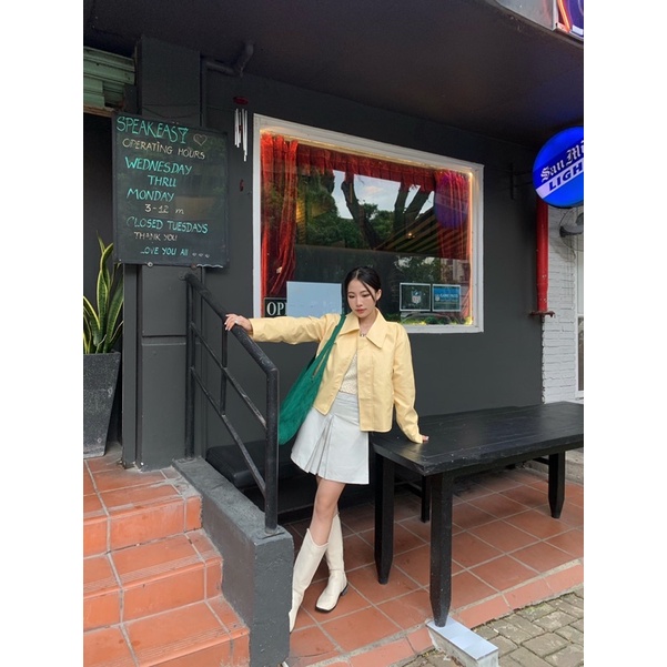 LOOK.STUDIO - ÁO KHOÁC DA VÀNG PASTEL NHẠT