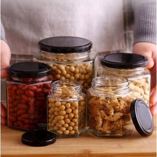Lọ Hũ Thủy Tinh Lục Giác 280ml Đựng Gia Vị