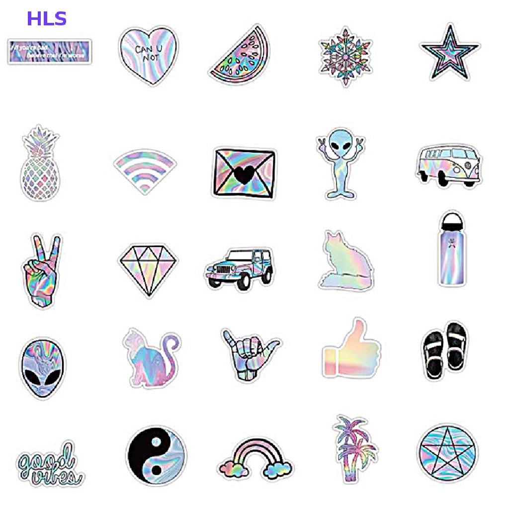 Bộ 50 Miếng Dán Trang Trí Vali Đàn Guitar / Mũ Bảo Hiểm Họa Tiết Graffiti