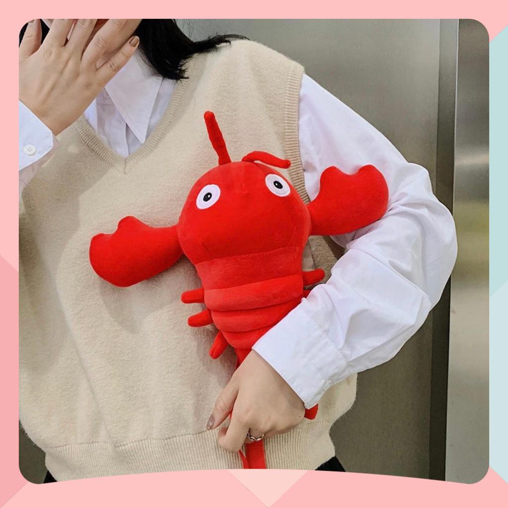 Túi Đeo Chéo Gấu Nhồi Bông Hình Con Tôm - Túi Đeo Vai Con Tôm Xinh Xắn