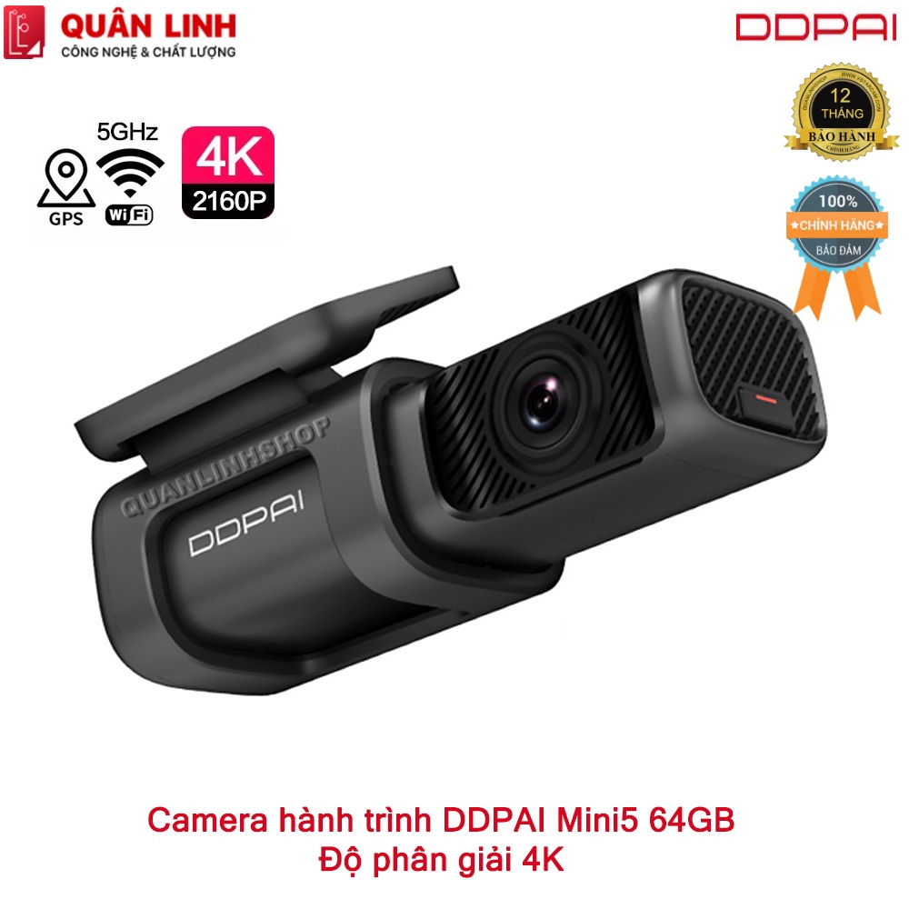 Camera hành trình DDPAI Mini5, độ phân giải 4K, tích hợp GPS, bộ nhớ trong 64GB phiên bản quốc tế | BigBuy360 - bigbuy360.vn