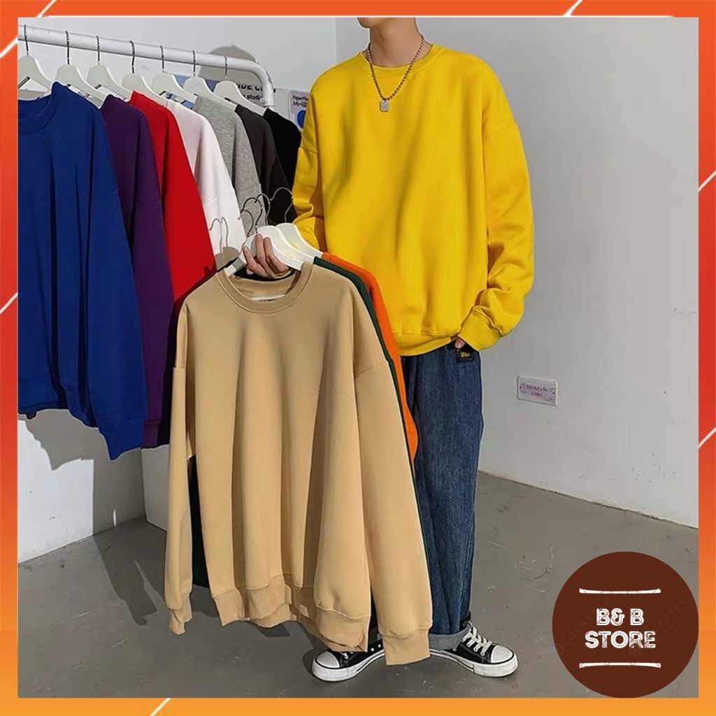 ÁO SWEATER NỈ UNISEX MÀU TRƠN KHÔNG IN HÌNH FORM NAM NỮ NHIỀU MÀU NHIỀU MÀU Zenkocs3 MEN TOP 250