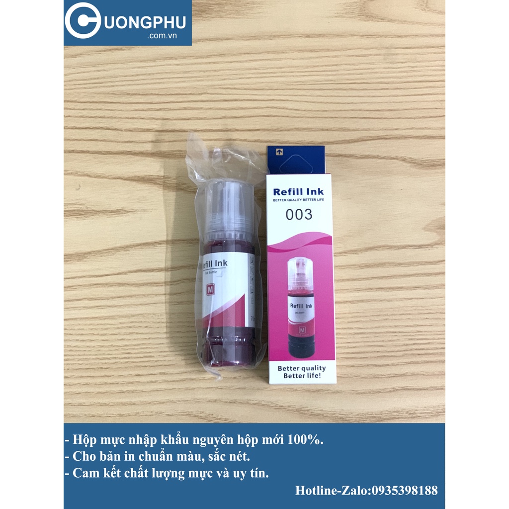 Mực máy in Epson L4150/ L4160/ L4170(nhập khẩu)-Mực in Epson 003 đủ màu C/M/Y/BK(mới 100%, bản in chất lượng)