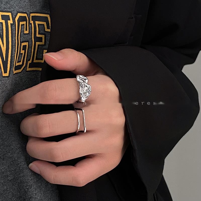 Nhẫn Hai Lớp Dạng Hở Phong Cách Hip Hop Thời Trang Hàn Quốc