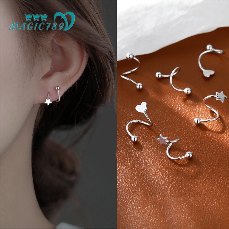 Khuyên Tai Dạng Xoắn Chất Liệu Thép Không Gỉ Magic789 Không Gây Dị Ứng Thời Trang Cho Nữ