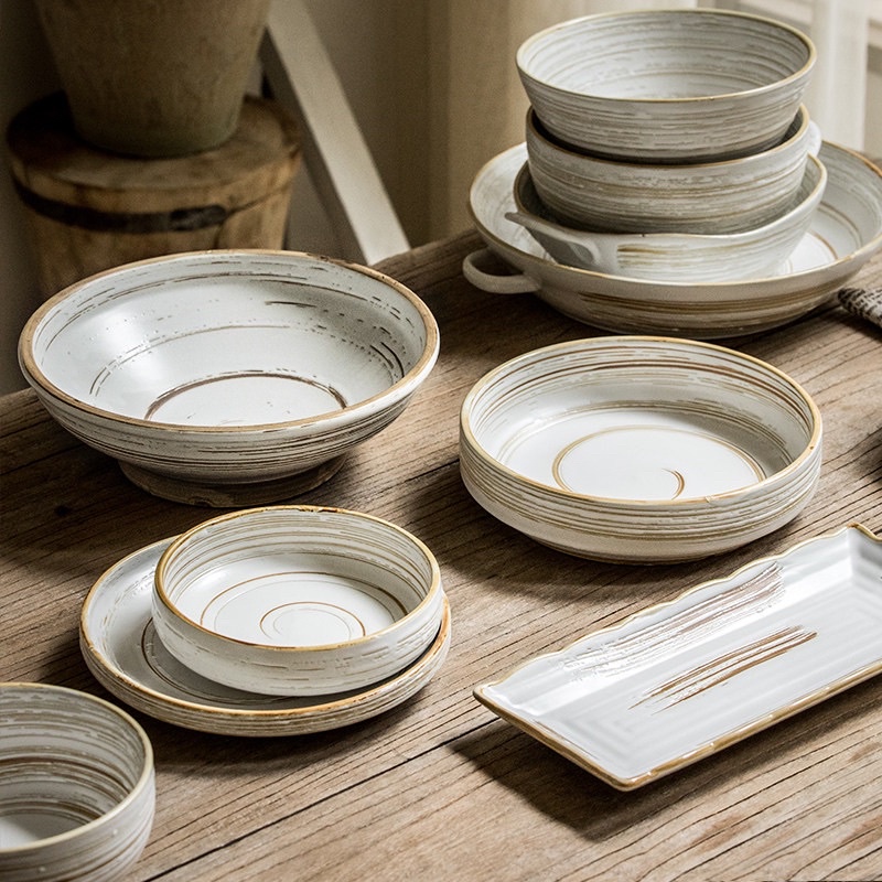 Bộ bát đĩa gốm cao cấp phong cách retro Bắc Âu