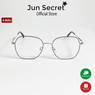 Mắt kính giả cận nam nữ Jun Secret gọng kim loại, tròng 0 độ chống bụi, chống tia UV bảo vệ mắt JS52302
