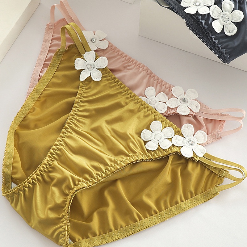 Quần lót lụa LEVAO mềm mại họa tiết hoa quyến rũ thời trang cho nữ