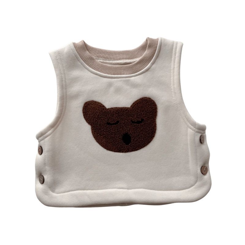 Áo Khoác Lông Cừu Không Tay In Hình Động Vật Dễ Thương Phong Cách Hàn Quốc Thời Trang Thu Đông Cho Bé