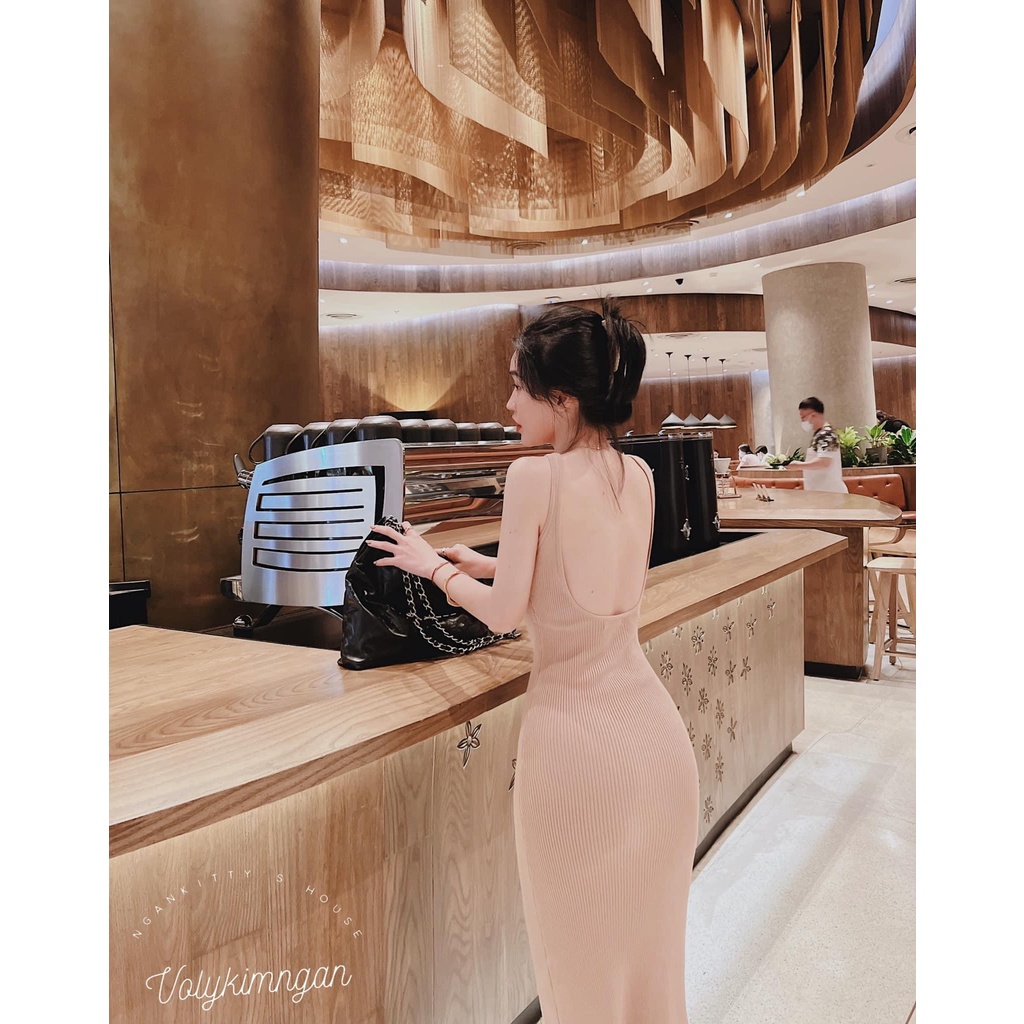 Đầm len body color len tăm