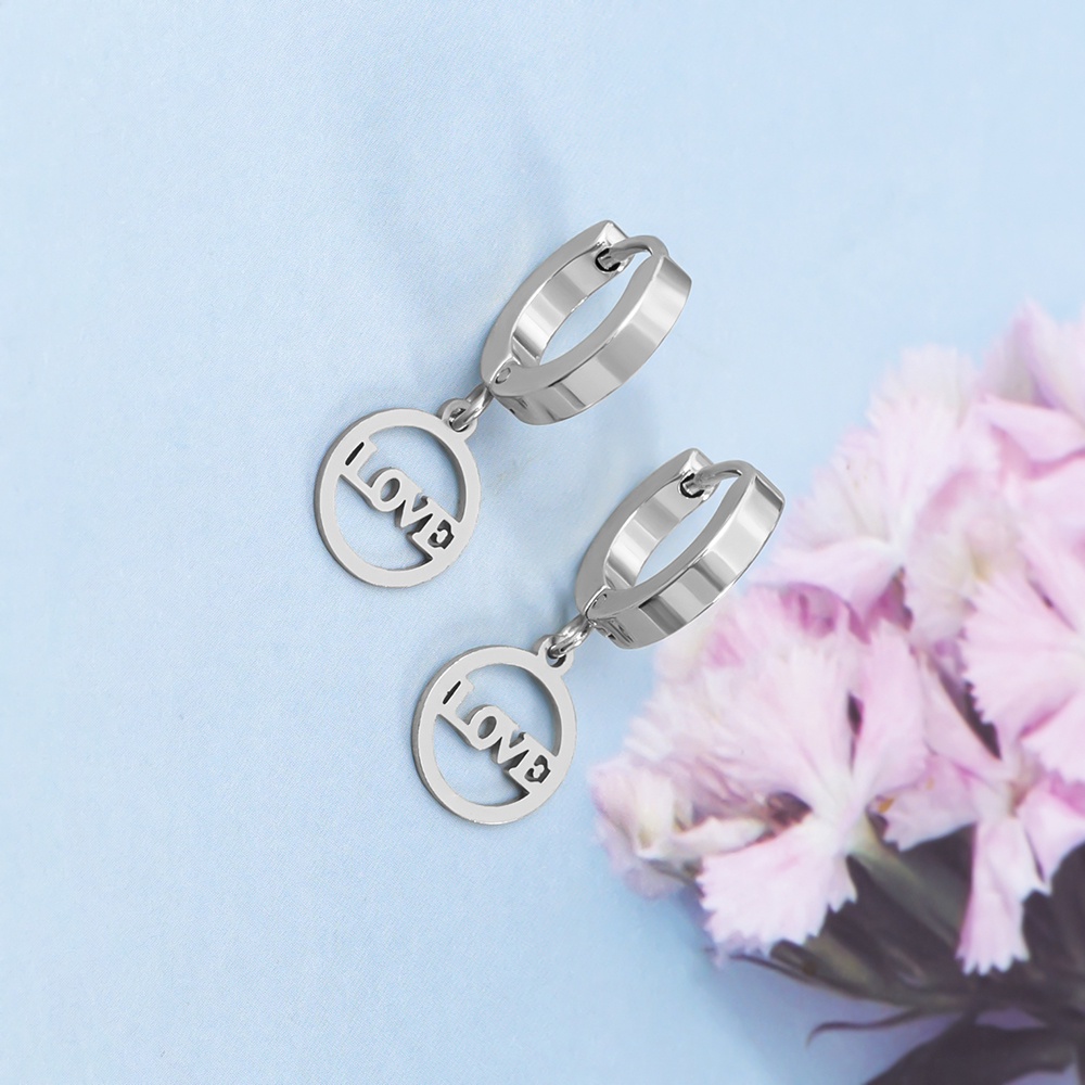 1 Đôi Khuyên Tai Tròn Bằng Thép Không Gỉ Màu Sắc Bạc Hình Bướm / Xương Rắn Phong Cách Punk Dành Cho Nam Nữ