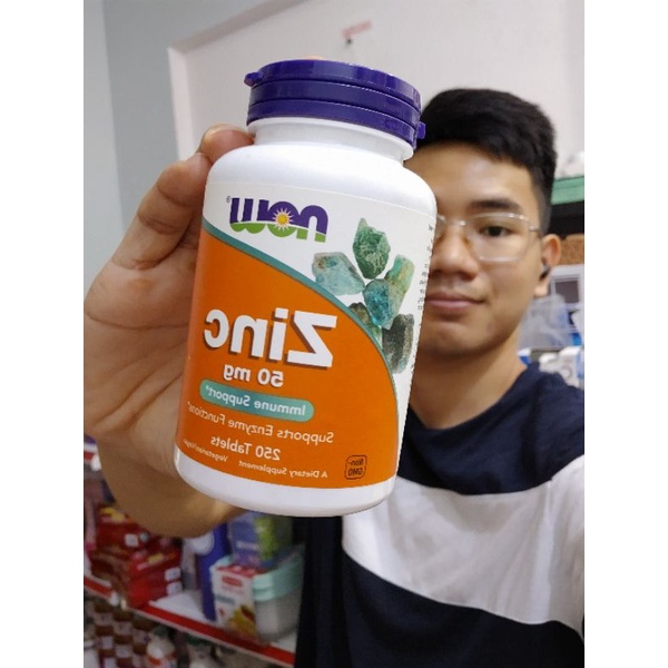 Viên Uống Tăng Cường Miễn Dịch, Đề Kháng Zinc 50 mg 250 viên Now Foods