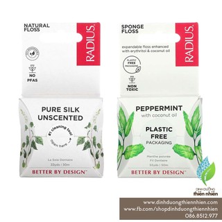 Chỉ Nha Khoa Bằng Tơ Lụa Radius Floss, 100% Vegan & Thiên Nhiên