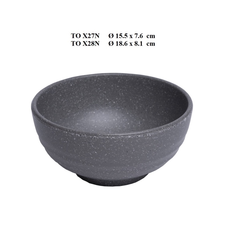 Tô tròn to đựng bún phở nhựa Melamine nhám xám