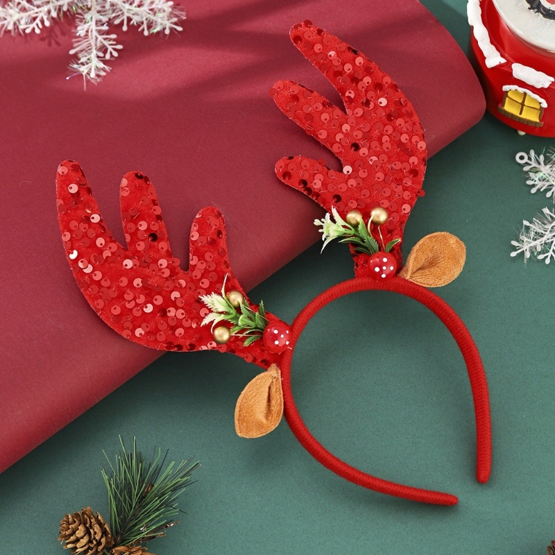 Băng Đô Cài Tóc Hình Sừng Hươu Đính Kim Sa Lấp Lánh Cho Người Lớn Và Trẻ Em