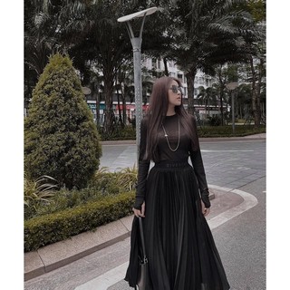 Chân váy đen midi siêu đẹp