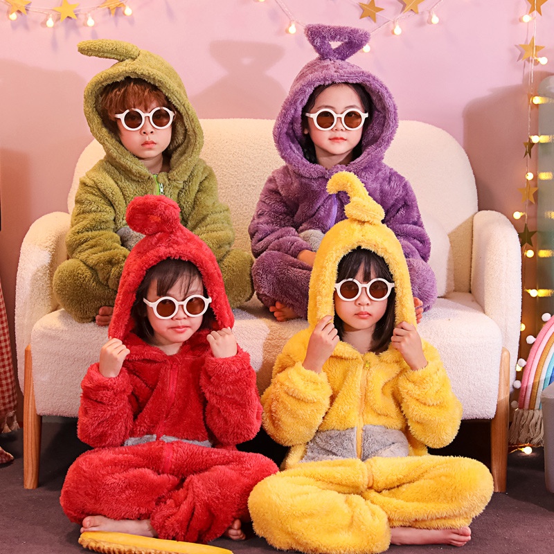 Bộ Đồ Ngủ Liền Thân Hóa Trang Teletubbies Dipsy PO Lala Tinky Winky Halloween Cho Bé