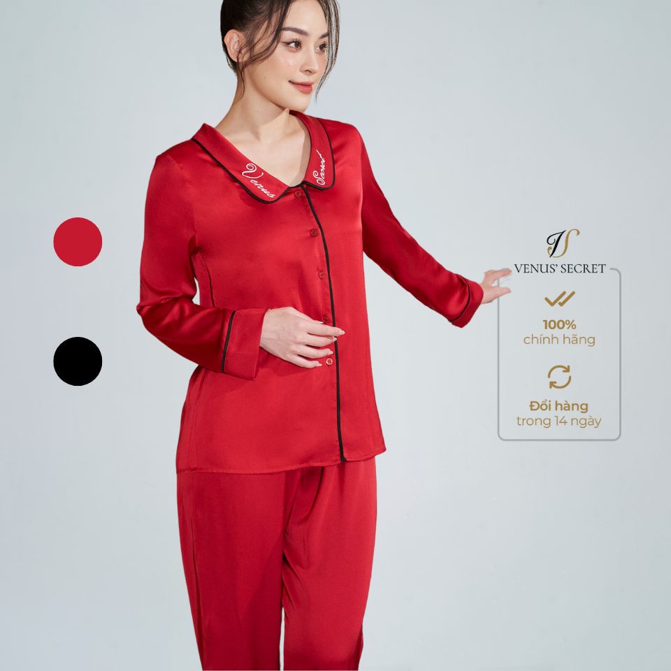 Bộ pyjama Venus' Secret dài tay cổ thêu logo