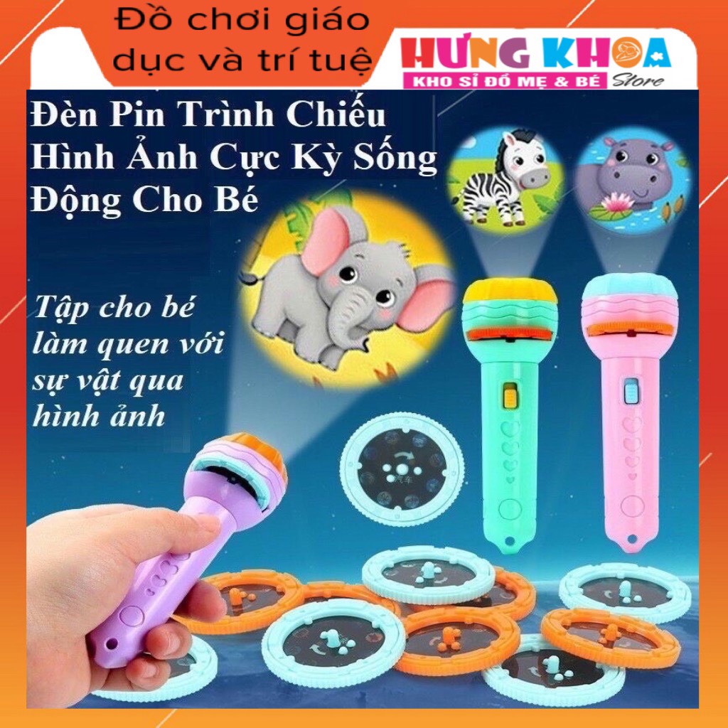 Đèn pin chiếu 80 hình ảnh cho bé thoả thích khám phá hoa quả, động vật, côn trùng, phương tiện, siêu nhân...