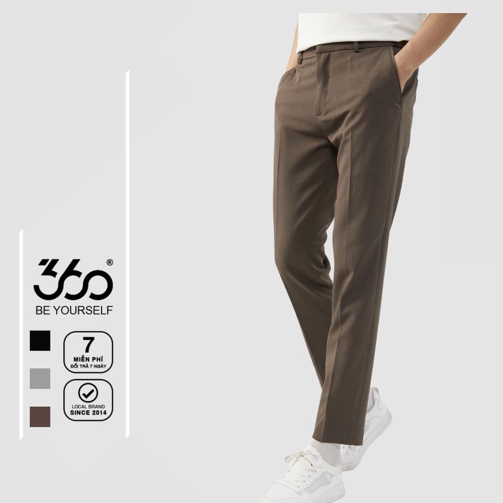 Quần âu nam cạp cao dáng slimfit thương hiệu 360 Boutique chất liệu tuýt sy cao cấp có chun chỉnh cạp - QACTK306