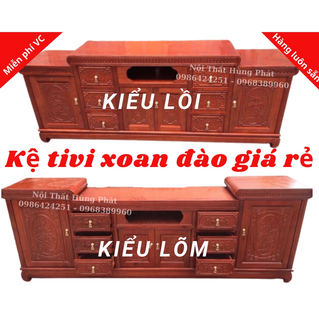Kệ tivi mõ gỗ xoan đào