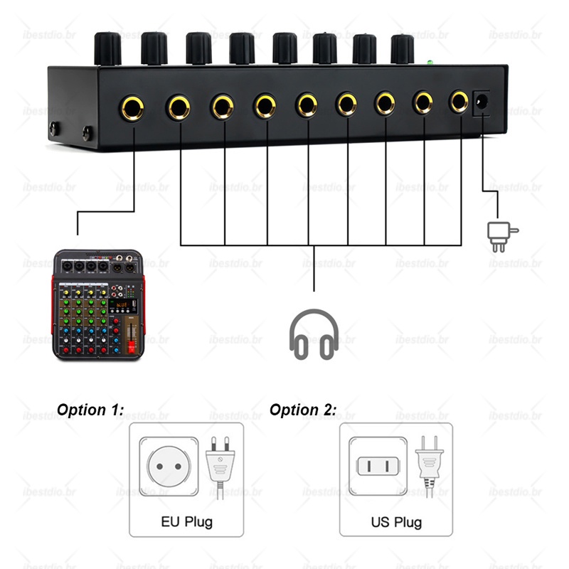 Ultra Thiết Bị Khuếch Đại Âm Thanh Mini 4 / 8 Kênh Chuyên Dụng Cho Tai Nghe