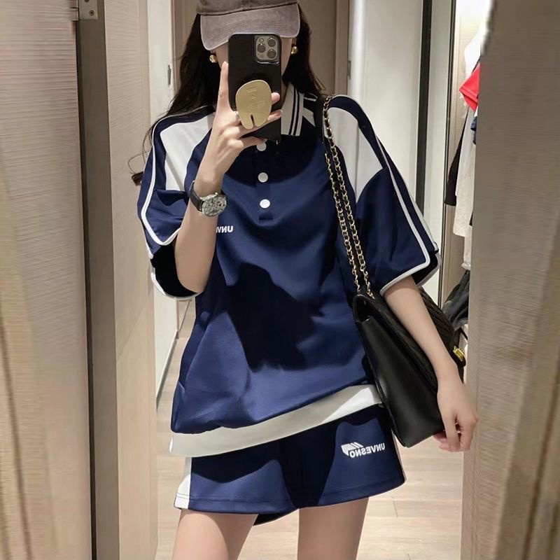 Bộ Đồ Thể Thao Hai Mảnh Dáng Rộng Phong Cách Preppy Thời Trang Mùa Hè Châu Âu 2022