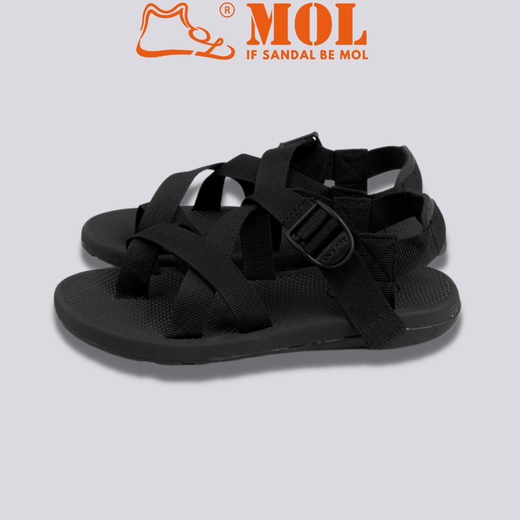 Sandal nam nữ unisex MOL xỏ ngón MS1167B màu đen