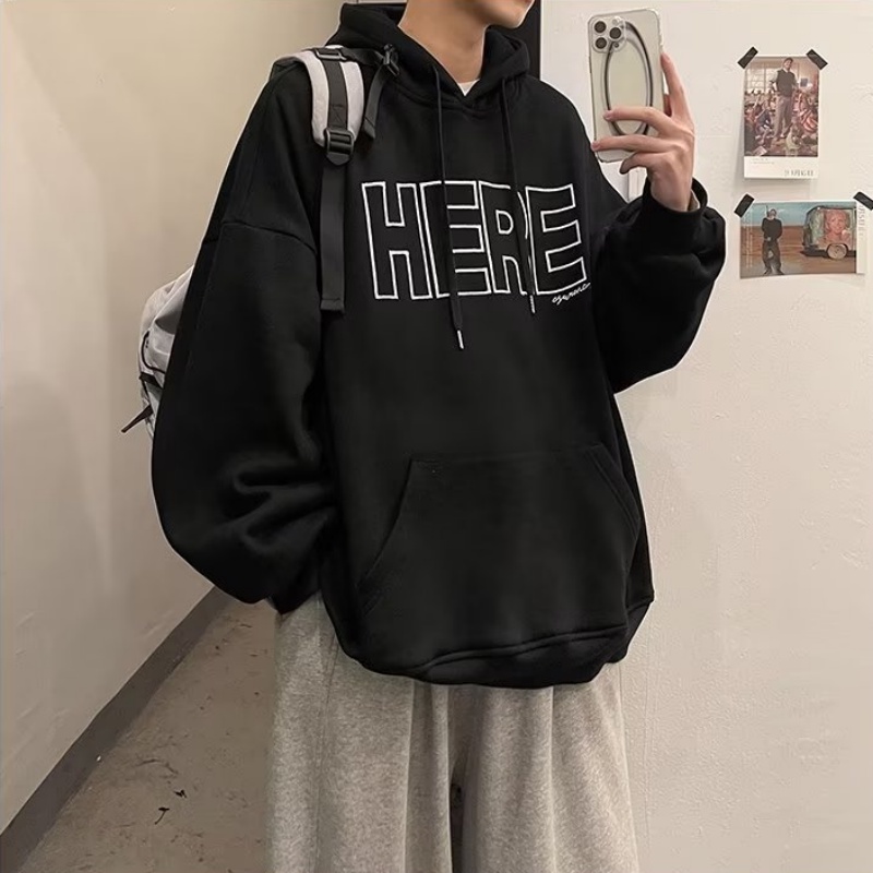 Áo Hoodie Dáng Rộng Có In Chữ Thời Trang Phong Cách Hàn Quốc Cho Nam