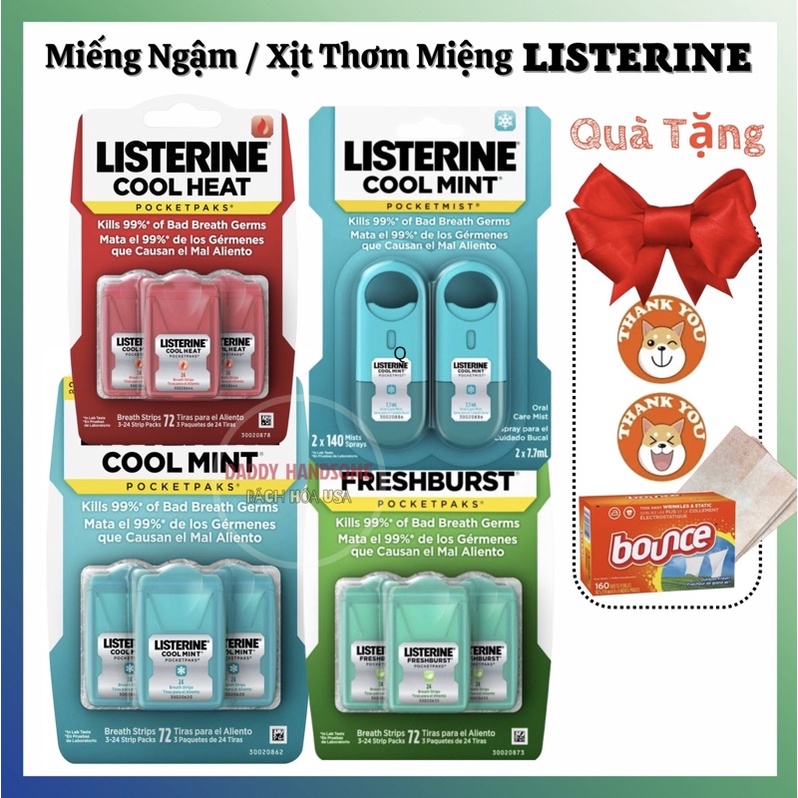 Xịt / Miếng Ngậm Thơm Miệng Listerine - Chính Hãng Mỹ