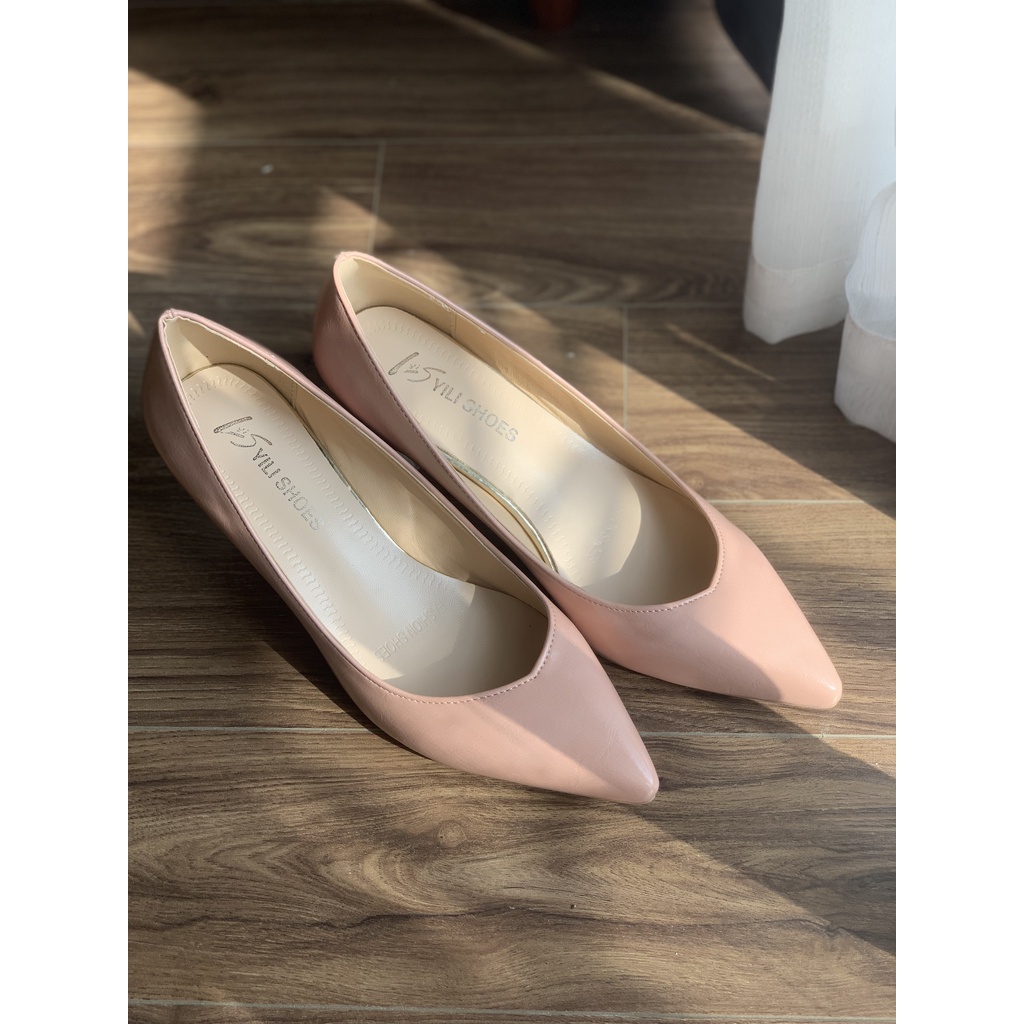 Giày cao gót nữ mũi nhọn Công Sở da trơn cao 5cm phong cách thanh lịch, sang trọng -CG003