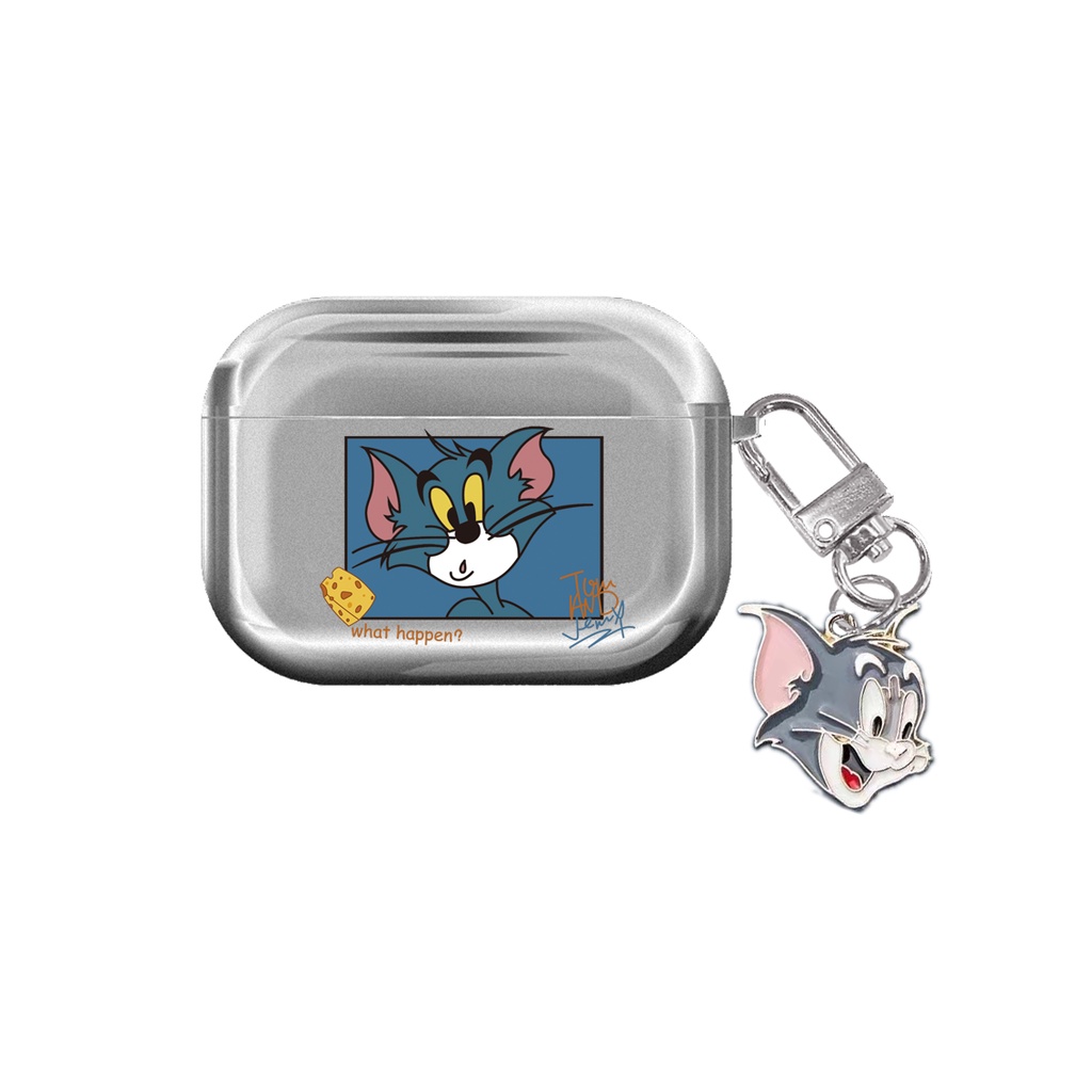 Vỏ Bảo Vệ Hộp Sạc Tai nghe không dây Airpods Pro 2 Gen 2022 Bằng Tpu PC Cứng Nhám Mạ Điện Chống Sốc / Trầy Xước Hình Mèo Và