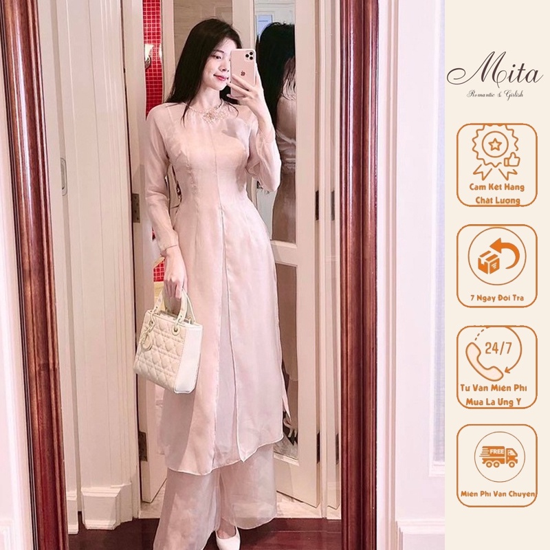 Mita Boutique - Áo Dài Cách Tân Tố Mai Mita Hoạ Tiết Hoa Đính Kết- AD100046