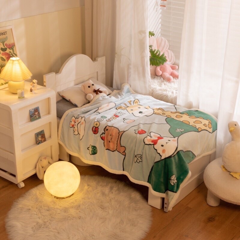 [Chọn mẫu]Chăn Lông Cừu 2 Lớp Cho Bé Loại Dày