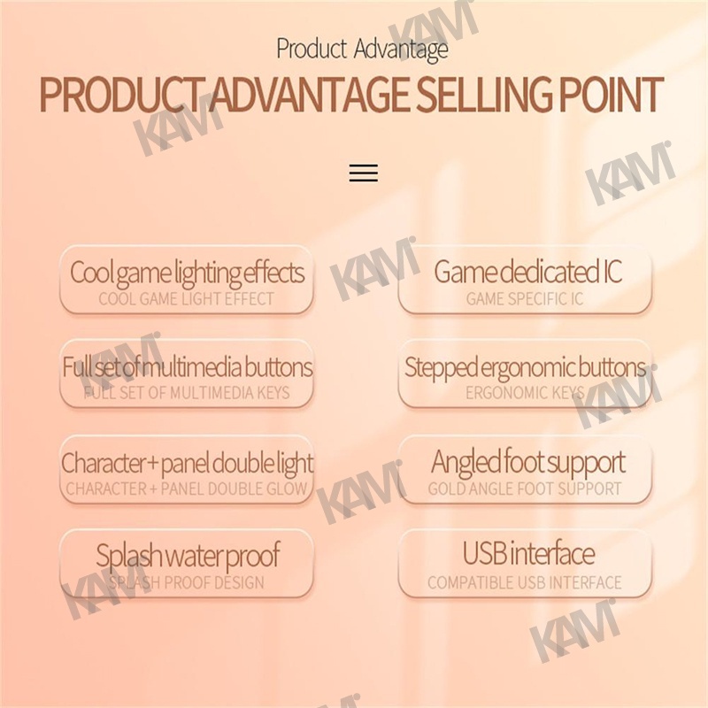 Bàn Phím Chơi game Kam K500 104 Phím Có Đèn Nền Trắng / Đen Chuyên Dụng Cho notebook