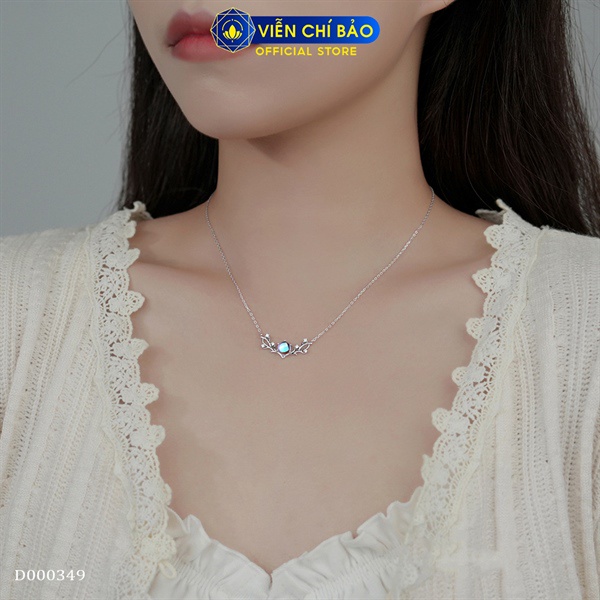 Dây chuyền bạc nữ họa tiết đá mặt trăng chất liệu bạc 925 thời trang phụ kiện trang sức Viễn Chí Bảo D000349