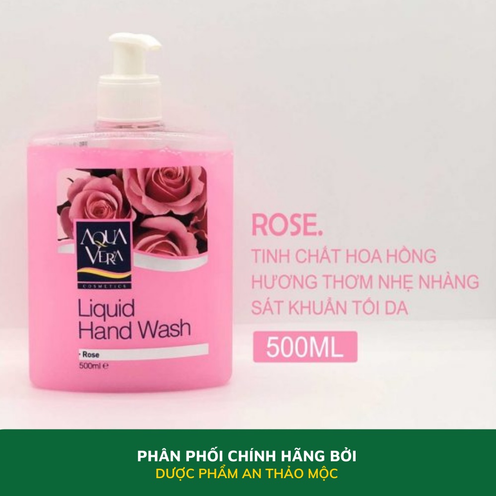 Nước rửa tay dưỡng chất hoa hồng AQUAVERA làm sạch nhanh dưỡng ẩm sâu lưu hương bền lâu trên da tay 500ml