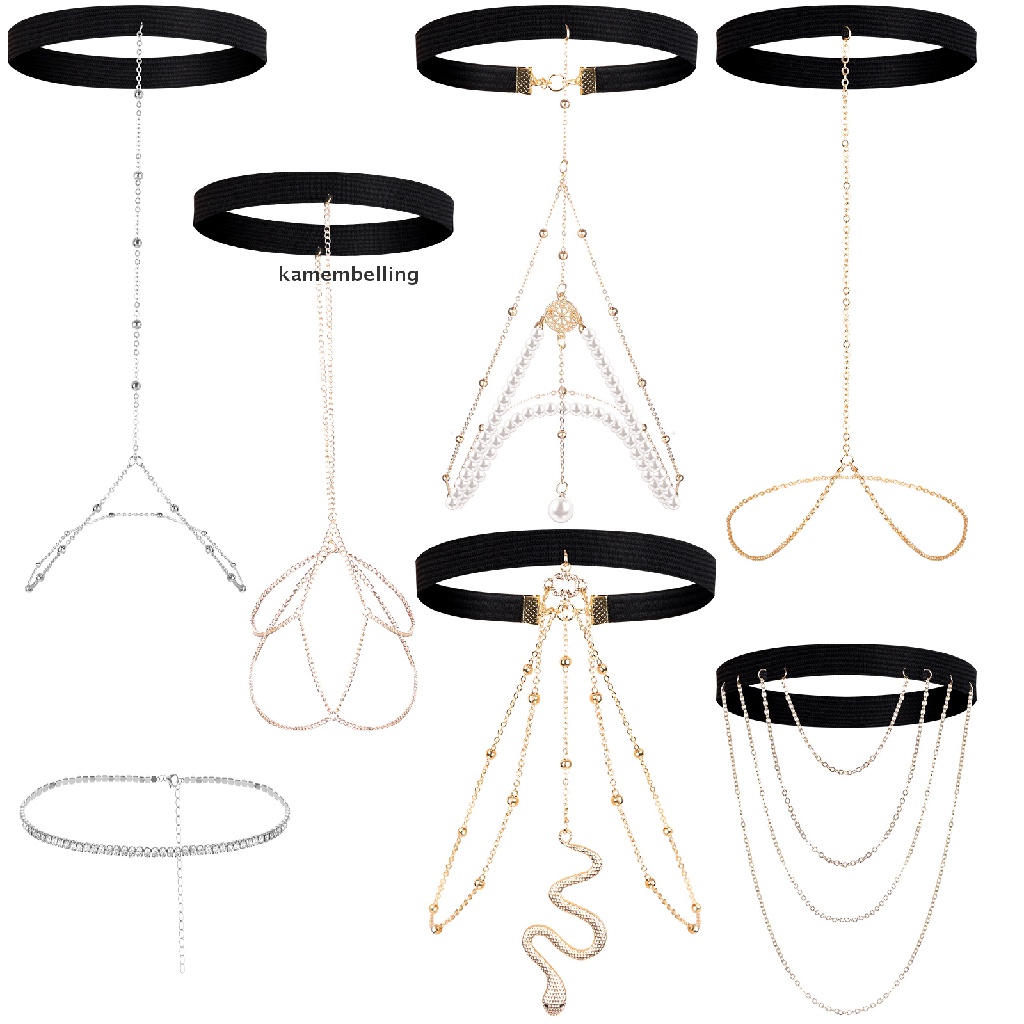 Kamembelling Bộ 7 Dây Chuyền Body Chain Đính Đá