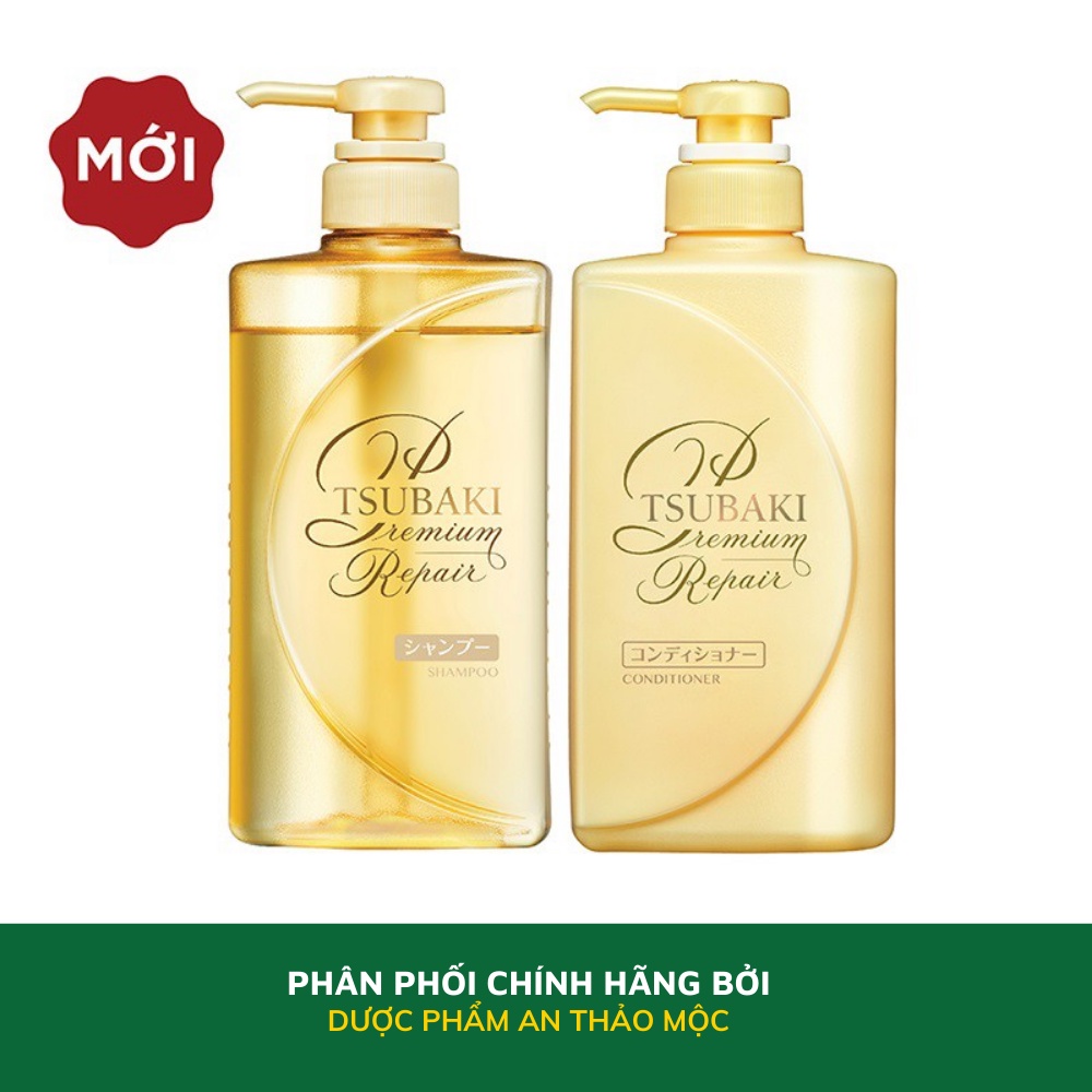 Bộ đôi gội xả Tsubaki Premium Hair  phục hồi hư tổn bóng mượt tóc giảm xơ rối gãy rụng 490ml/chai