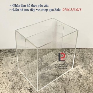 Hồ show cá 2 ngăn acrylic 15x12x17cm siêu trong cao cấp / bể show cá; keo show cá guppy, betta