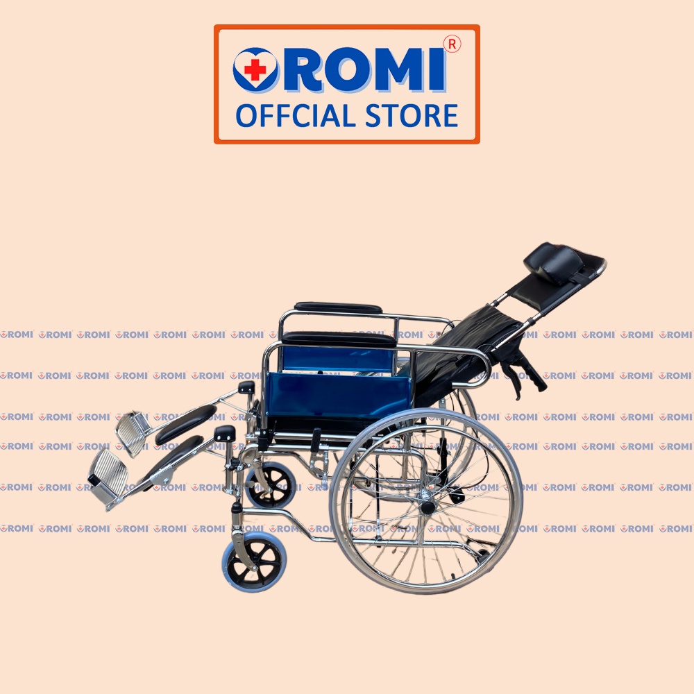 Xe lăn bô ngả có phanh tay vành đũa kèm bàn ăn OROMI ALK952LBC-46 - Hành chính hãng