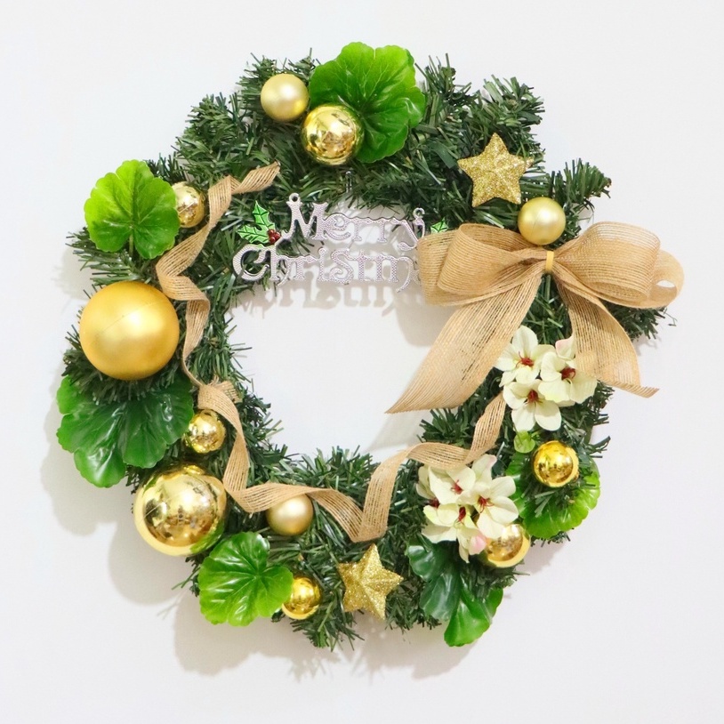 Vòng Hoa Trang Trí Noel D74 size 30cm Tặng Kèm Đèn Vòng Nguyệt Quế Giáng Sinh