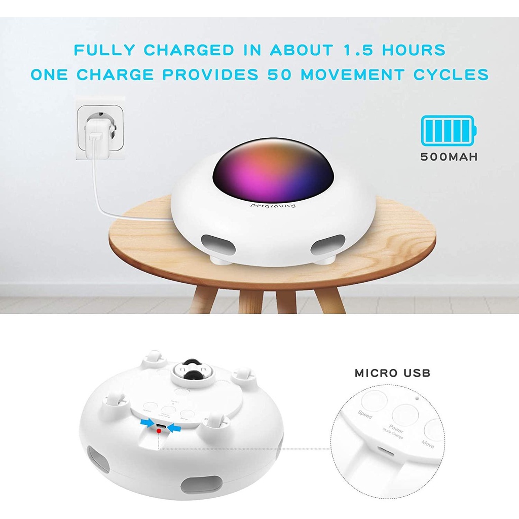 Đồ Chơi Đĩa Bay UFO Thông Minh Tương Tác Với Mèo - Sạc USB